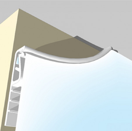 Profilé blanc clip swal CSW 108+ flexible en 2m pose toile tendue mur